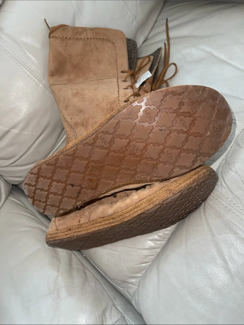 UGG Somaya Chestnut Suede Tall Moccasin Fringe Boots Size 10